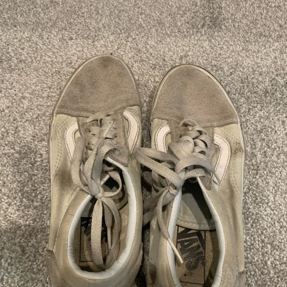 Vans Women's Light Blue and White Sneakers